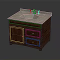 Wooden Bathroom Vanity with Cabinet Door Drawers and Marble Countertop Sink Faucet