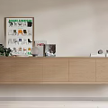 Modern Interior Wall-mounted Wooden Cabinet With Potted Plant Books And Decorative Items