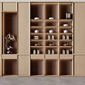 Modern Wooden Bookcase With Multiple Shelves Holding Books Dishes And Decorative Ornaments