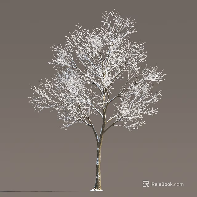 Winter Snow Covered Arbor With Bare Branches And Brown Trunk On Gray Background 3d model 
