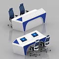 Monitoring Room Setup With White And Blue Console Chairs And Digital Screens