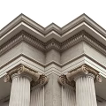 Classical Roman Columns Featuring Ornate Capitals Decorative Carvings And Architectural Facade Details