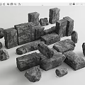 Courtyard landscape stone paving stone block shaped stone bluestone slab 3d model