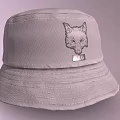 Light Gray Bucket Hat With Fox Head Embroidery And D.O.G Lettering
