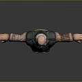 Game Movie Character With Elderly Bald Head Large Beard Striped Shirt Gray Vest Brown Belt Boots
