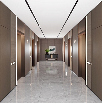 Italian elevator hall aisle corridor 3d model