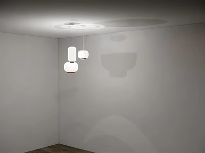 Modern Pendant Lights Hanging In Minimalist Interior With White Walls And Shadow Effects 3d model