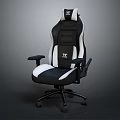 Black And White TT Gaming Chair With High Backrest And Armrests