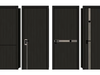 Modern swing door indoor bedroom single door 3d model