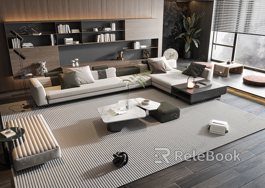 Modern sofa coffee table combination model