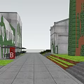 Lush Garden Landscape With Ivy Covered Columns Promenade People Walking And Outdoor Seating