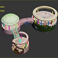 Circular Architectural Structure With White Domes Connecting Bridge Green Vines Staircase And Small Pond