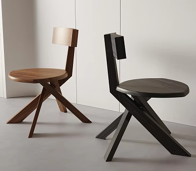 Modern Brown And Black Dining Chairs With Crossed Legs And Sleek Backrest 3d model