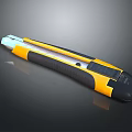 Ergonomic Yellow Black Utility Knife With Retractable Blade And Rubber Grip Handle