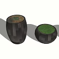 Aquatic Fish Tanks in Wooden Barrel and Round Shapes with Green Plants