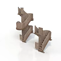 Architectural Building Staircase Model With Detailed Steps And Metal Railings