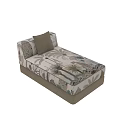 Tropical Palm Print Chaise Lounge With Neutral Beige Base And Accent Pillow
