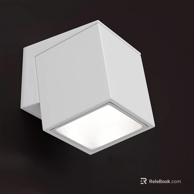 Modern White Square Wall Light Mounted On Dark Background With Bright Illumination 3d model