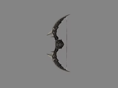 Intricate Medieval Bow Weapon Featuring Decorative Spikes And Curved Arms Design 3d model