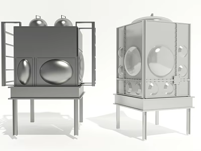 Industrial Equipment With Metal Frame Circular Observation Windows And Sturdy Base 3d model