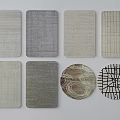 Various Square Rugs With Textured Patterns In Neutral Tones For Living Room Decor