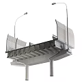 Modern Road Infrastructure With Concrete Bridge Structure Acoustic Barriers And Street Lamps