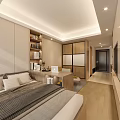 Modern Open Layout Apartment Interior With TV Wall Cabinets Desk And Natural Light