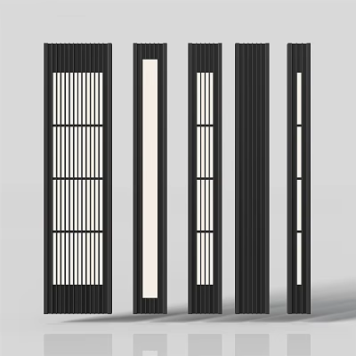Modern Minimalist Grille Lights With Black Vertical Bars And Strip Lighting Design 3d model