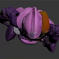 Shiny Purple And Pink Robot Mech Suit With Helmet Armor In Standing Pose