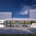 Modern Entrance Gate of Anli Technology Park With Glass Structure And Cars Pedestrians