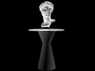 Carved White Marble Bust Sculpture Display On Black Conical Pedestal 3d model