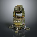 UNSC Green Mechanical Military Weapon with Base and Support Legs Structure 3d model
