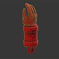 Red Hand Shaped Decorative Sculpture With Intricate Details And Stand Base