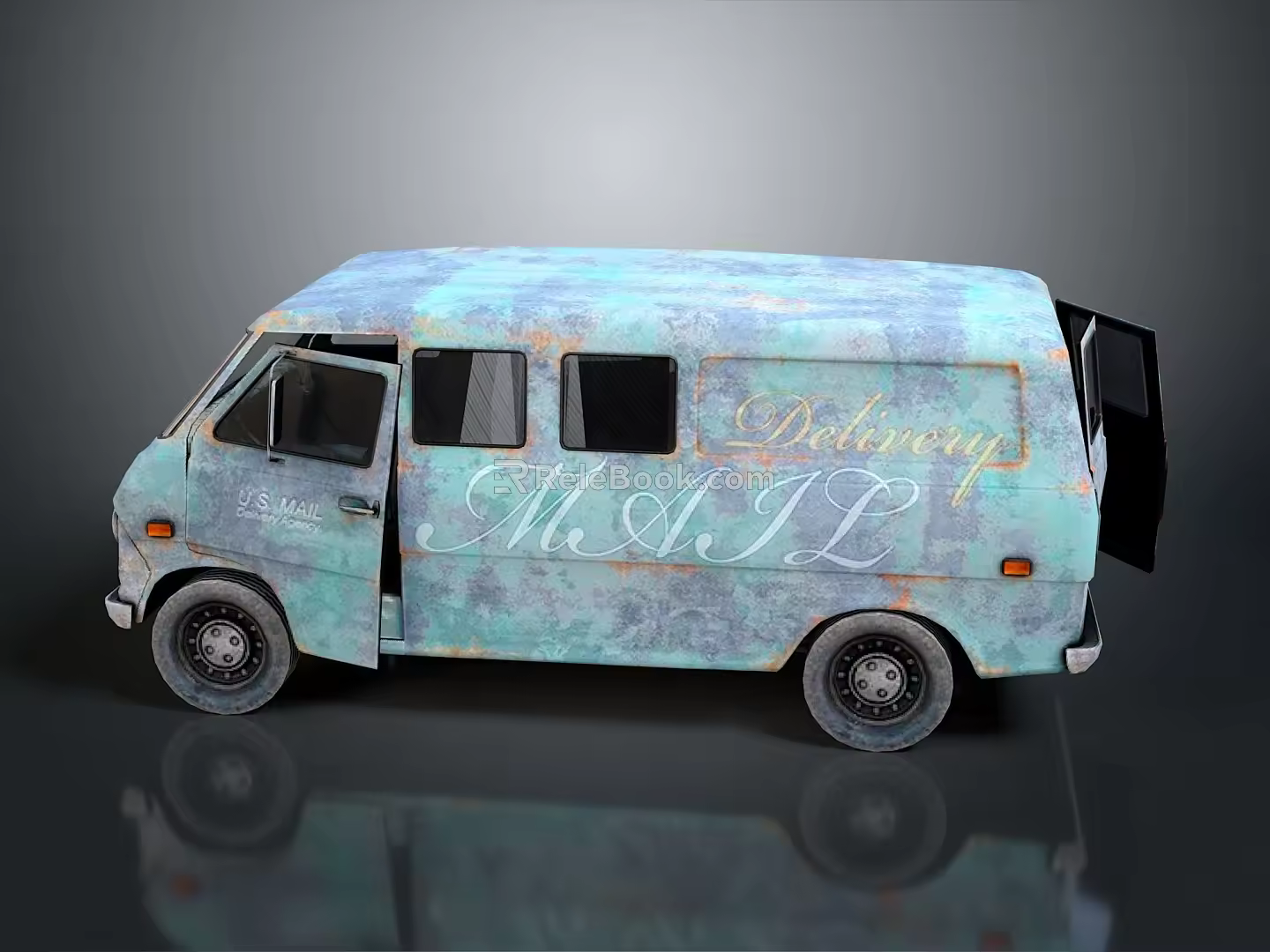minibus minivan driverless bus school bus van box car 3d model
