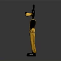 3D Anthropomorphic Cartoon Character With Black Ears And Yellow Overalls In Standing Pose