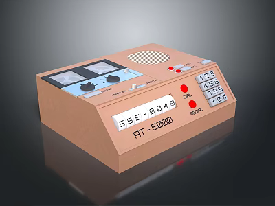 Retro Vintage Computer Device Featuring Brown Case Display Screen Buttons Knobs and RT 5802 Model 3d model
