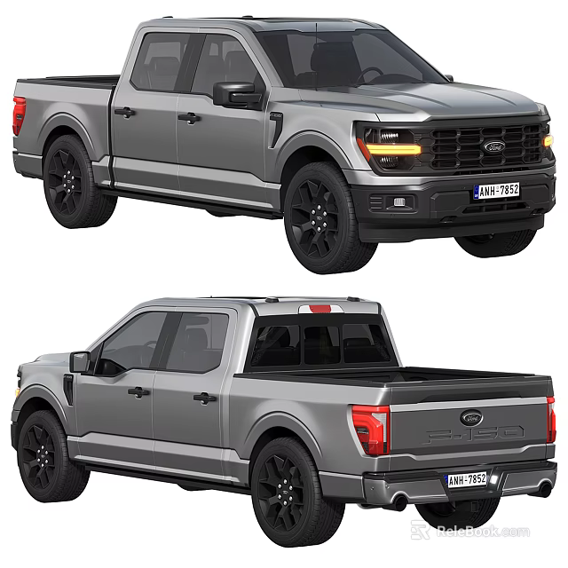 Modern Gray Pickup Truck With Sleek Exterior And Black Wheels Design 3d model 
