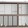 Stylish Window Blinds in Various Designs with Wooden Frames and Home Decor Elements 3d model