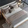 Modern Double Bed Bedroom Interior With Nightstands Table Lamps And Decorative Pillows