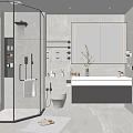 Modern Bathroom Interior Design With Glass Shower Enclosure Large Mirror And Vanity With Drawers