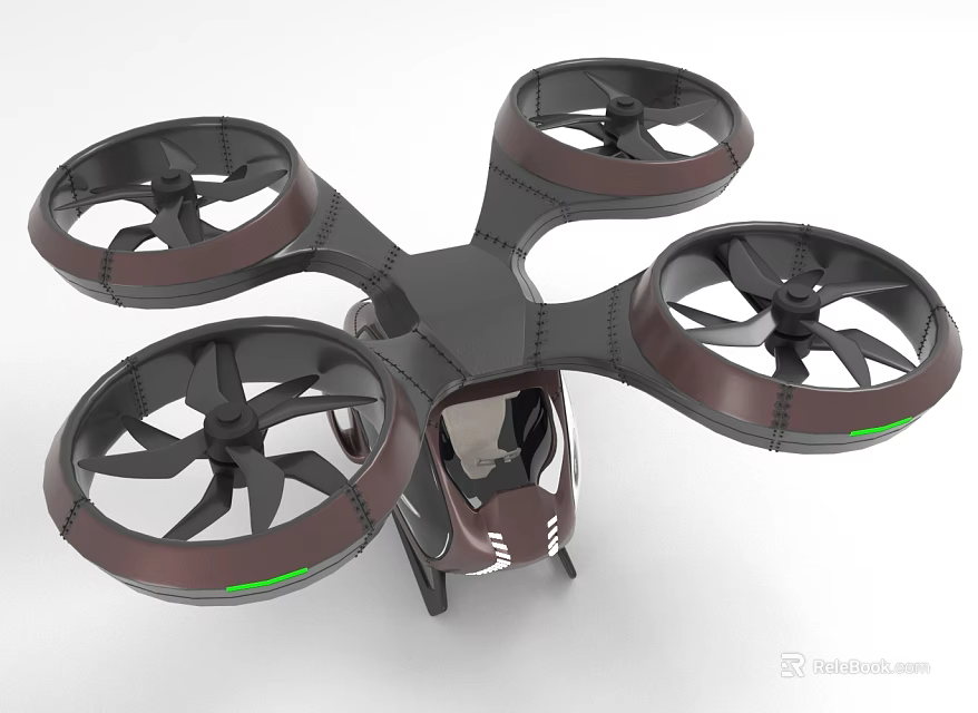 Modern Quadrotor Helicopter With Cockpit Design 3d model 