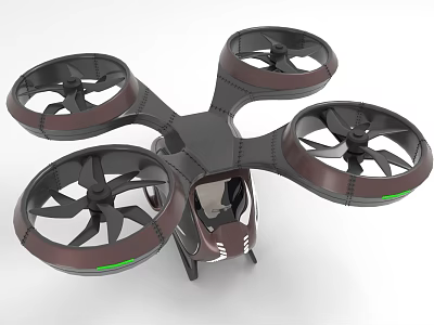 Modern Quadrotor Helicopter With Cockpit Design 3d model