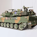 Detailed Military Tank Model With Camouflage Paint Long Gun Barrel And Metal Tracks