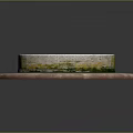 Circular Water Fountain with Green Water Surface Mossy Stone Edge and Stone Slab Base
