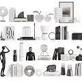 Elegant Decorative Ornament Set With Sculptures Books Vases And Photo Frames