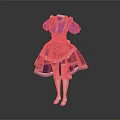 Purple Maid Costume With White Apron Long Socks And White Shoes