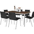 Dining Table Set With Wooden Tabletop White Legs And Dark Gray Chairs Featuring Decorative Items 3d model