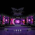 Modern Stage Design With LED Screens Purple Pink Lighting Effects And Logo