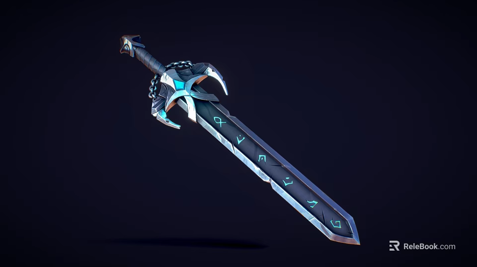 Detailed Fantasy Sword with Glowing Runes Intricate Hilt and Metallic Texture Design 3d model 