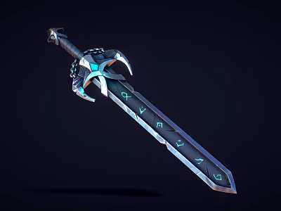 Detailed Fantasy Sword with Glowing Runes Intricate Hilt and Metallic Texture Design 3d model